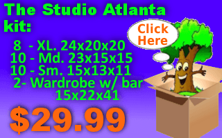 The Studio Atlanta Kit includes 28 moving boxes + 2 wardrobe boxes for $29.99