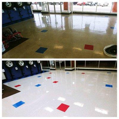 Before and after VCT Stripping and waxing.