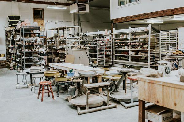 This is the second larger warehouse room  in the ceramics studio