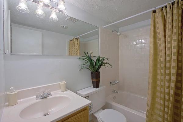 The bathrooms feature great vanity space and a large shower