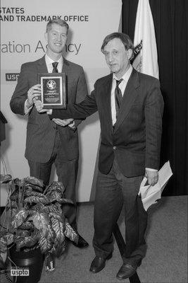 This is me receiving the 2016 Rossman Award at a ceremony at the Patent Office.  I started writing patent law articles when I was at Cerus.