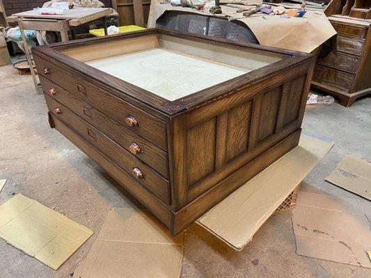 Antique custom restored map table