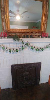 Fireplace in dining room