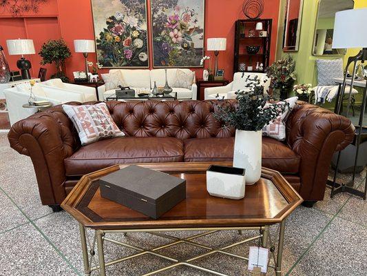 Norwalk Cognac Chester sofa.