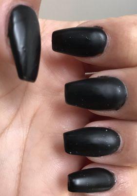 Black matte acrylic coffin nails