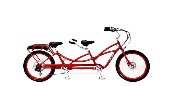 Electric Tandem Bike available for rent. A minor can ride on the back with legal guardian.