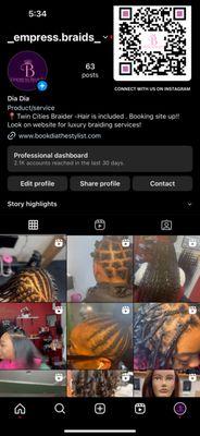 For more photos and videos of services from Empress Braids follow our instagram _empress.braids_