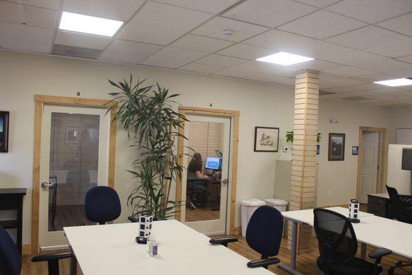 Mountain Workspace has 11 private offices for rent if you are looking for a more long-term commitment.