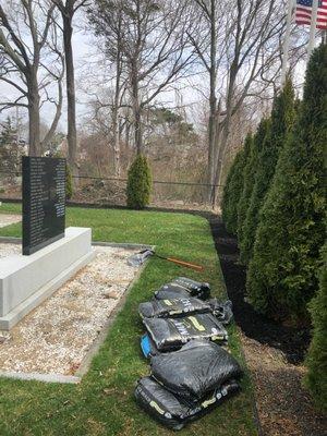 Spring mulching at the police memorial.