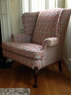 Mother/daughter wingchair project complete and in client's home.