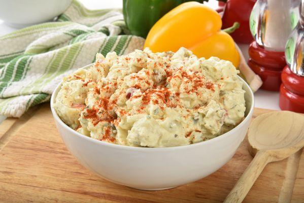 yummy home style potato salad with crisp celery and boiled eggs