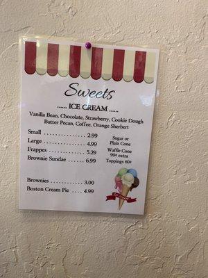 The sweet menu!