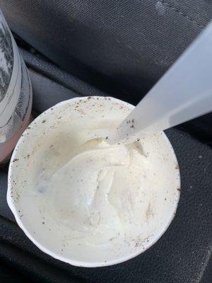 Not only was the woman in the drive thru rude but this is my "Oreo" McFlurry. Missed the Oreo part i guess...