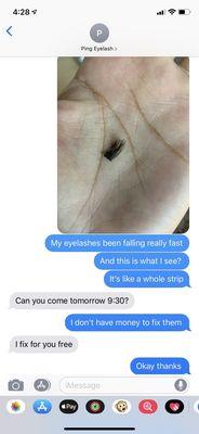 Our conversation when I told her my lashes were falling fast