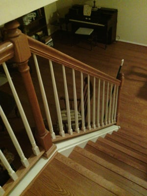 Stair railing and floor