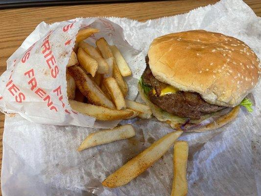 Cheeseburger and fries