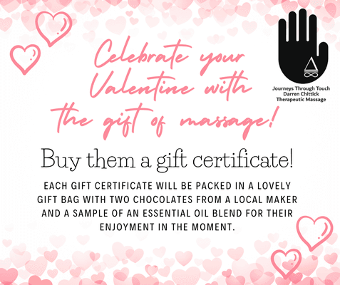 Get a gift certificate for a therapeutic massage for your Valentine!