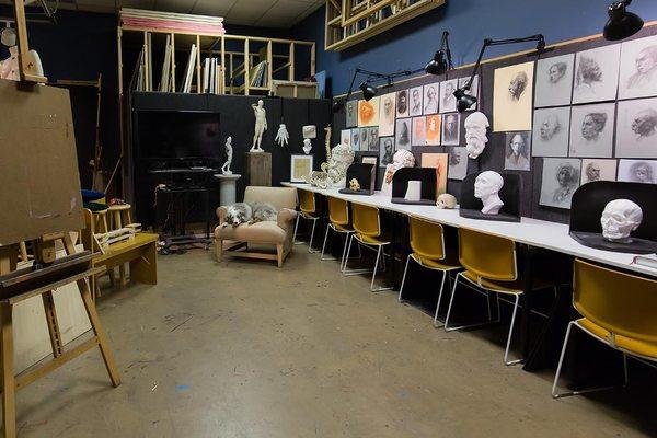 Area for working from plaster casts at The Society of Figurative Arts.