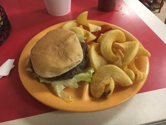 Burger and fries. Really good. Really unique.