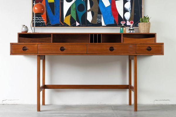 Jens Quistgaard for Peter Løvig Teak Flip Top Danish Modern Desk