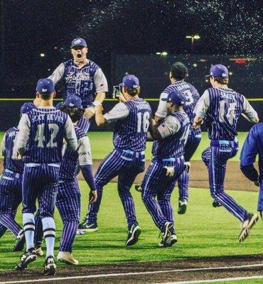 Celebration after a big win in late innings