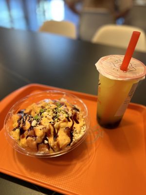 Rainbow Poké Bowl & Mango Fruit Tea