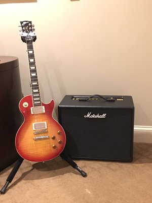 Working setup: Gibson Les Paul "Standard" and a Marshall CODE50 amp.