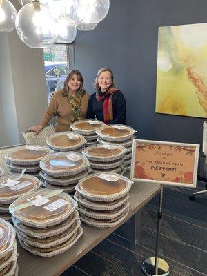 Recently, we thanked our clients with a pumpkin pie drive through. In two hours we visited with clients and handed out 63 pies!