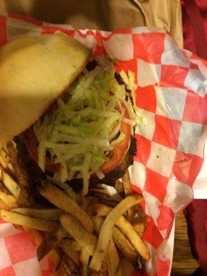 Double combo with pepper jack cheese and homemade jalapeño bun.