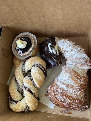 Chocolate pretzel, Blueberry Pastry and other goodness