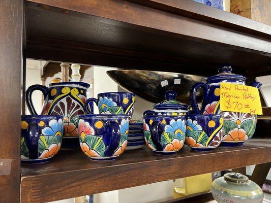 Handpainted Mexican pottery in the kitchen area