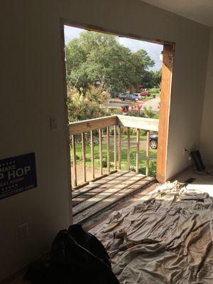 Sliding glass door removed