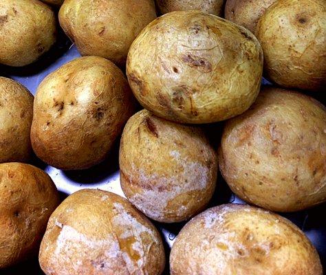 Salt Potatoes: local bit-size potatoes boiled in a salty brine and doused with drawn butter