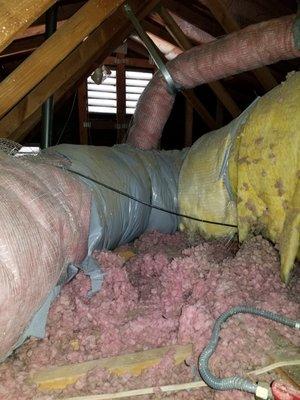 Sever heat damage to attic duct