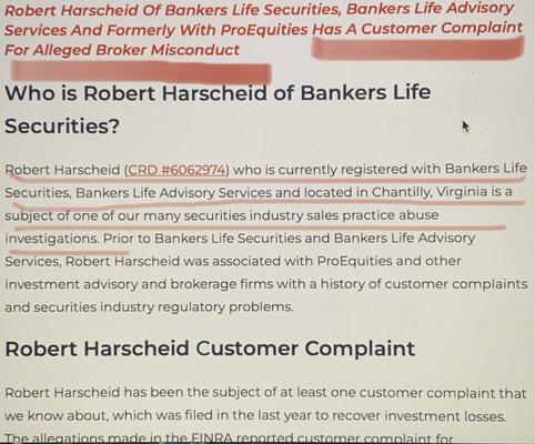 Banker Life Chantilly serious Broker Misconduct!!! Freeloaders are: Sam Wilson,Eric Sundi,Jarel Curtis, Alex Walte, Francis beiter