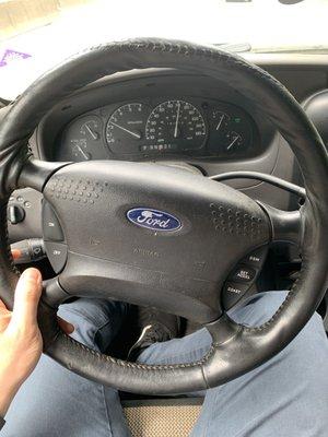 This is what my steering wheel looked like driving down a straight road after going to the Old Saybrook TFT.