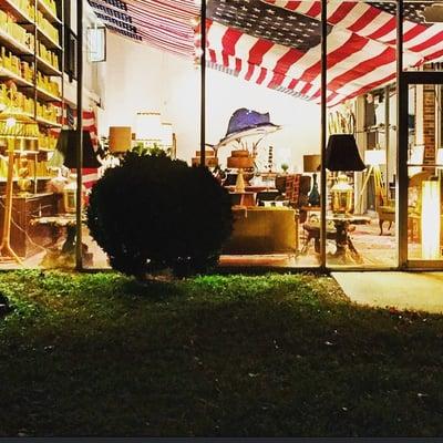 Looking in the retail shop at night (West Street view).