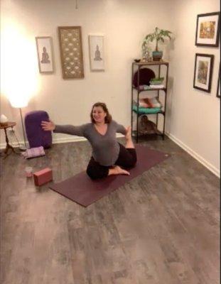 Masie can help you modify any yoga pose for your bodies needs. Join her online for virtual classes.