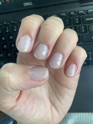 My nails literally hurt and are still bleeding a day later. Overly shaped oval shape. The most painful mani I've ever had.