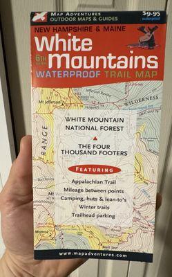 White Mountains all-weather map, solid details and information.