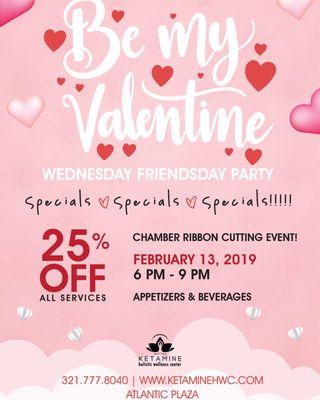 Mon Cheri MedSpa & Ketamine Holistic Wellness Center in Satellite Beach on A1A! Valentine's Day Special the evening of Feb 13th!