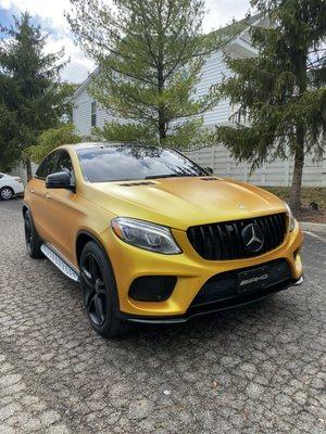 2019 GLE Coupe AMG. Came in for full color change in satin energetic yellow.