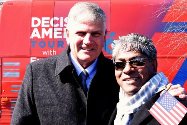 Franklin Graham with Rev. Billy who served on the Executive Committee for Billy Graham Evangelical Association's Vision South Africa in 1997