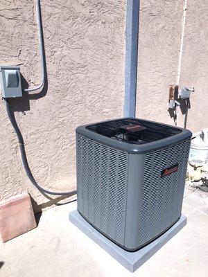 14 seer Amana condenser installed with an 80% Amana furnace