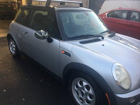 Mini Cooper interior cleaning w/basic wash...