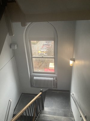 Newly painted stairwell in Hospital