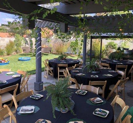 Before the party started...their chairs, tables, and linens just gave it the perfect touch!