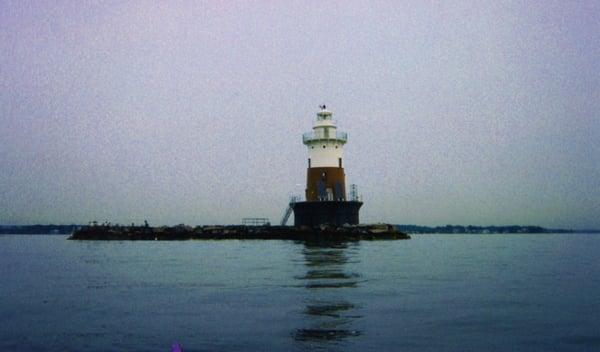 A classic spark plug lighthouse