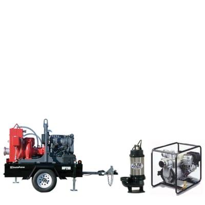 Pumps including: Trash Pumps, Submersible Pumps, Dewatering Pumps, Hoses and Accessories