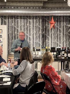 Mark leading a wine tasting for the AWS Frederick group.